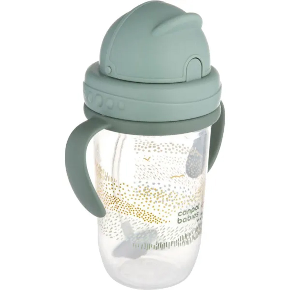 Поїлка CANPOL BABIES MOUNTAINS 270мл Green (56/620_gre) Додатково м'який носик, не містить бісфенол-А, з кришкою, з ручками, з трубочкою, з обтяжувачем