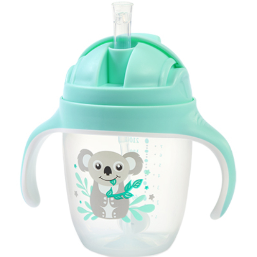 Поилка BABYONO Коала 240 мл Mint (1464/03) Дополнительно не содержит вредных веществ (БФА, фталатов и ПВХ); поилка с силиконовым носиком и утяжеленной трубочкой; размеры: 12.5 х 13.5 см