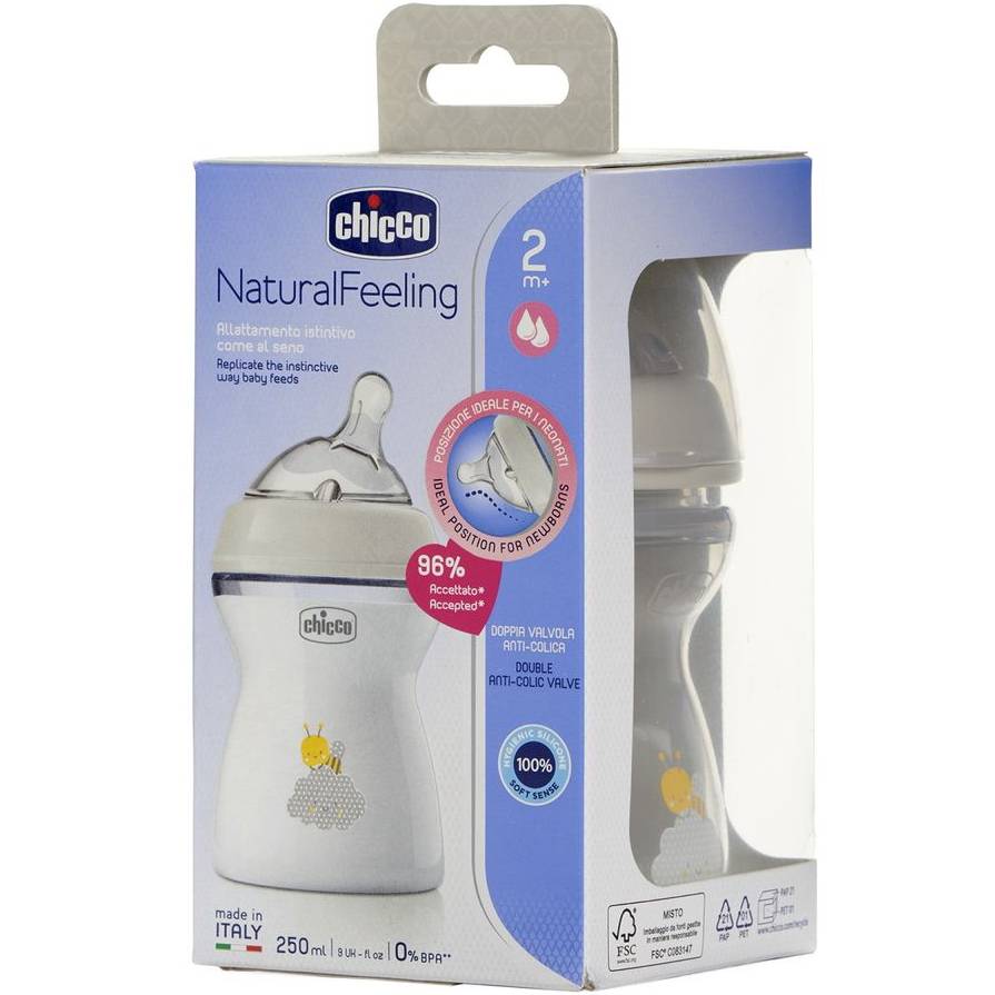 Бутылочка CHICCO Natural Feeling 250мл Beige (81323.30) Для универсально