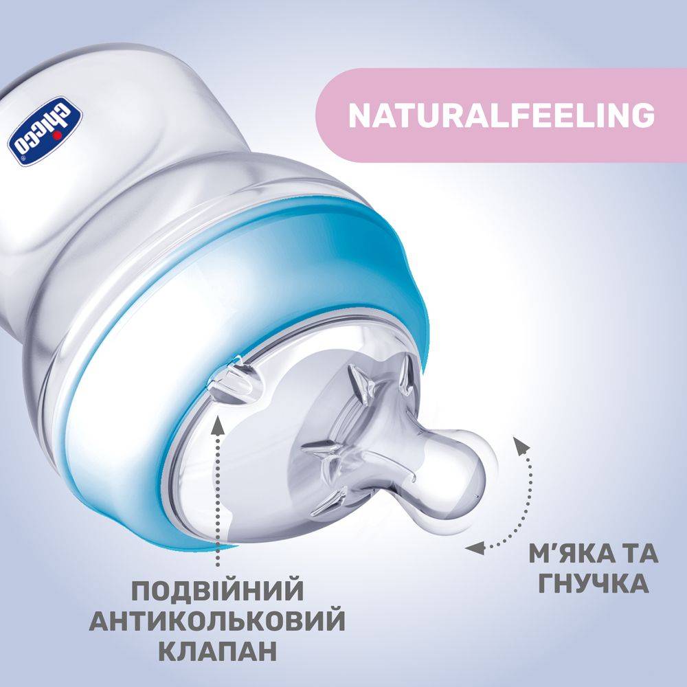 Бутылочка CHICCO Natural Feeling Color 150мл 0 м + Blue (81311.20) Для для мальчиков
