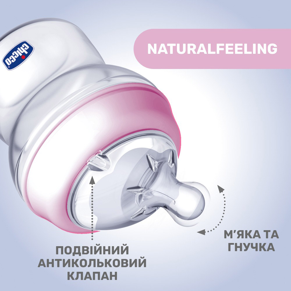 Бутылочка CHICCO Natural Feeling 250 мл Pink (81323.10) Тип бутылочка