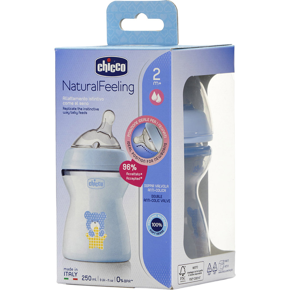 Заказать Бутылочка CHICCO Natural Feeling Color 250 мл Blue (81323.20)