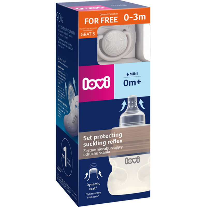 Набір LOVI Защита рефлекса сосания 150 мл (0120exp) Комплектация бутылочка с соской 150 мл; пустышка 0-3 месяцев