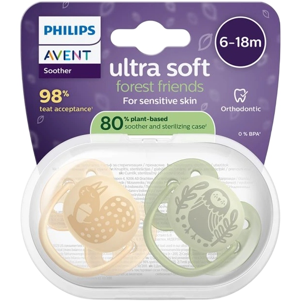 Пустышка PHILIPS AVENT Ultra Soft 0-6 мес. 2 шт. (SCF091/46) Форма ортодонтическая