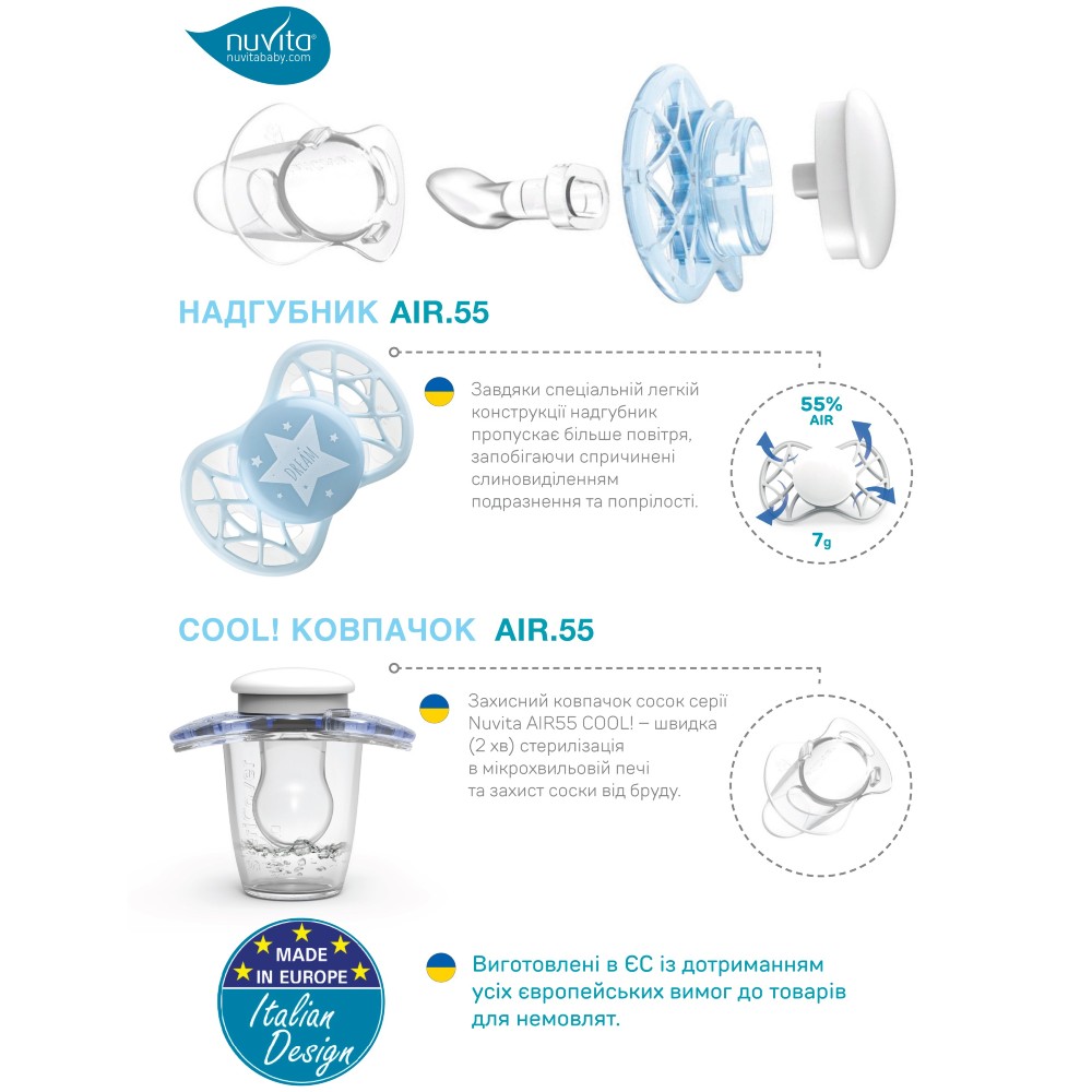 Покупка Пустышка NUVITA NV7064 Air55 Cool 0m+ звезда аквамариновая (NV7064GA)