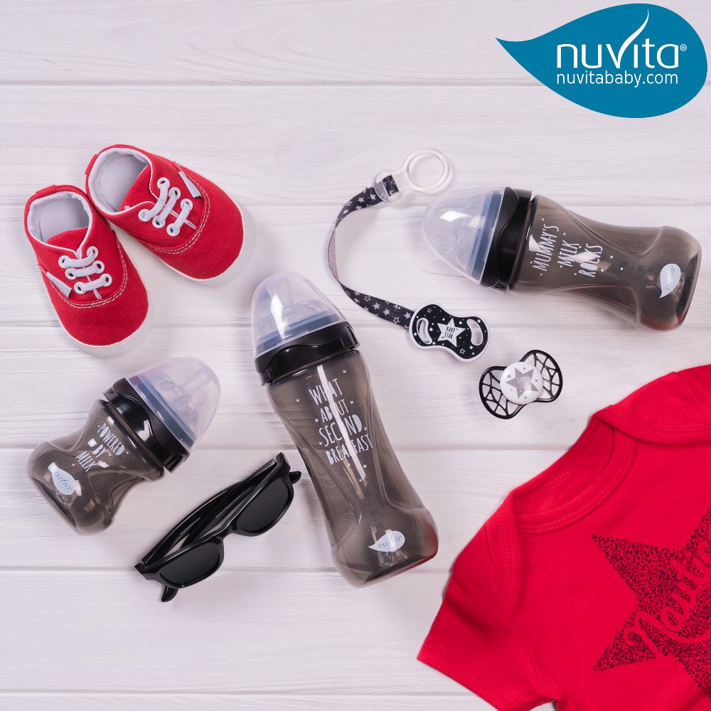 Пустушка NUVITA NV7065 Air55 Cool 0m+ BABY STAR чорна (NV7065IB) Форма анатомічна