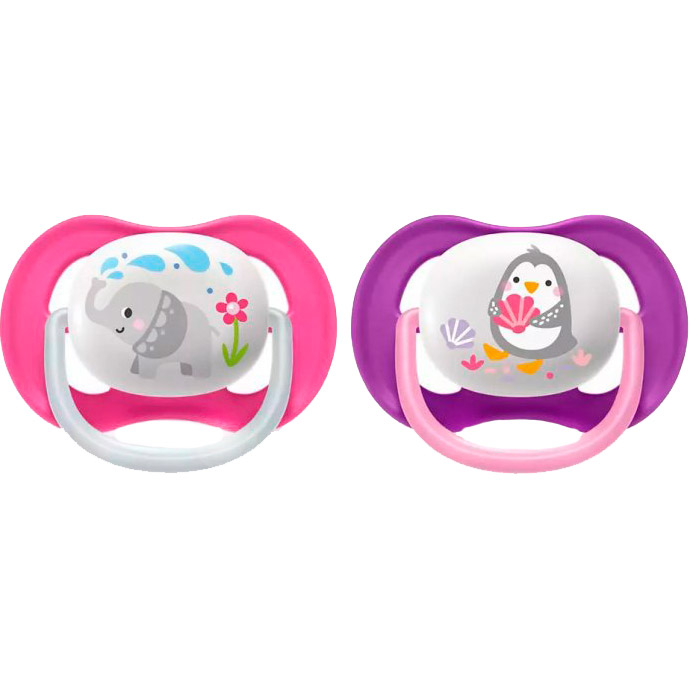 Пустышка Philips AVENT Ultra Air Animal для девочек 6-18 мес 2 шт (SCF080/08) Тип пустышка + контейнер