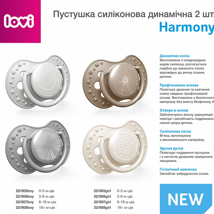 Внешний вид Набор пустышек LOVI18+ м-цев 2 шт. Harmony Boy (22/908boy)