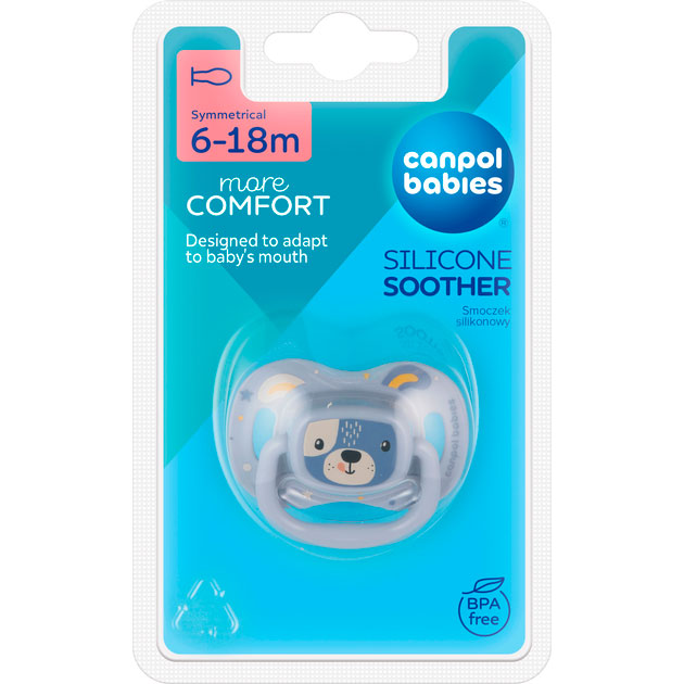 Пустушка Canpol babies CUTE ANIMALS 6-18 місяців Blue (34/925_blu) Розмір (вік) розмір В (від 6 до 18 місяців)