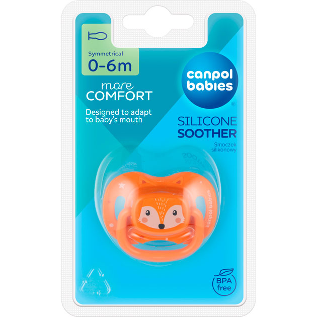 Пустушка Canpol babies CUTE ANIMALS 0-3 місяців Orange (34/924_ora) Розмір (вік) розмір А (від 0 до 6 місяців)