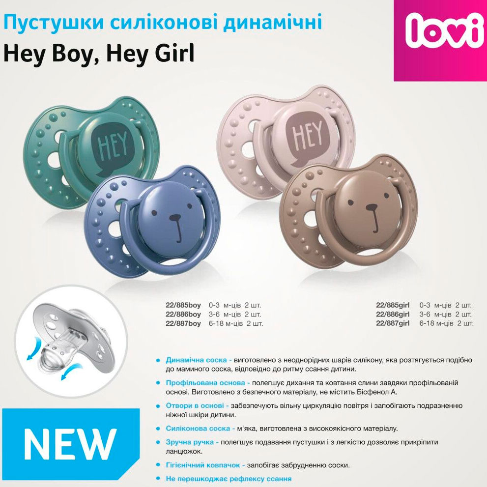 Покупка Пустушка Lovi Hey Boy 3-6 місяців 2 шт (22/886boy)