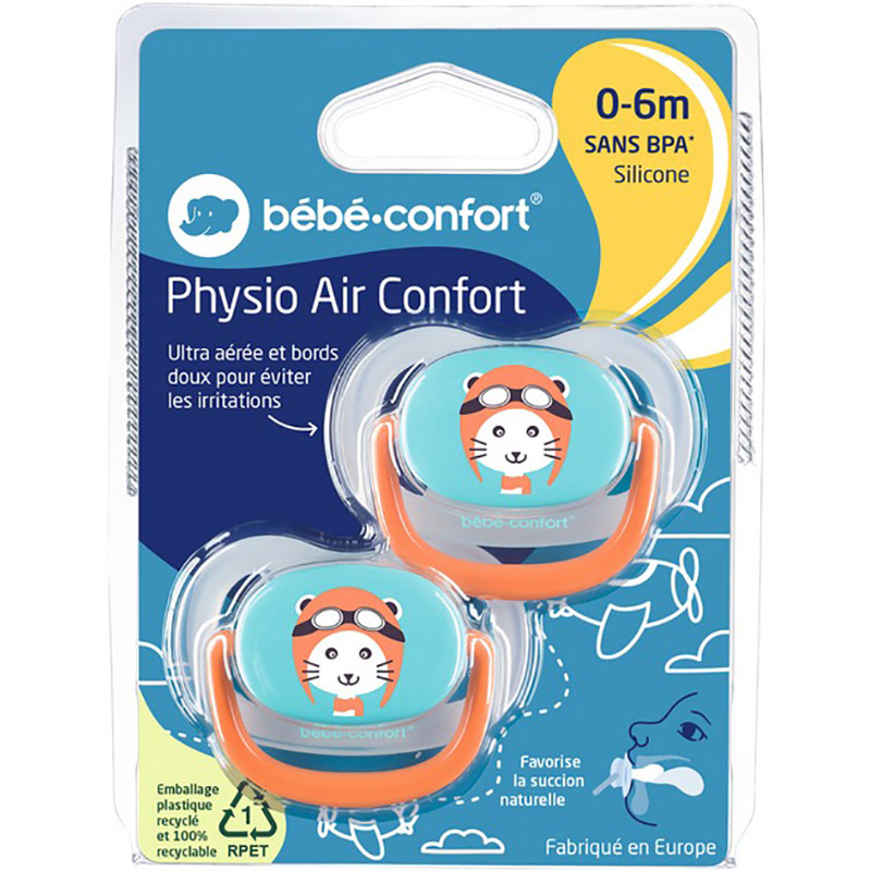 Пустышка Bebe Confort Physio Air Dummy Traveller 0-6 месяцев 2 шт Blue / Orange (3104201770) Размер (возраст) размер А (от 0 до 6 месяцев)