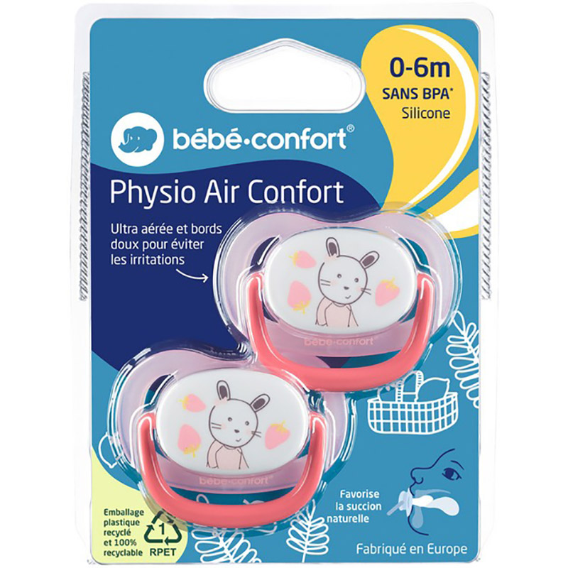 Пустышка Bebe Confort Physio Air Dummy Gardener 0-6 месяцев 2 шт Pink/Yellow (3104201910) Размер (возраст) размер А (от 0 до 6 месяцев)