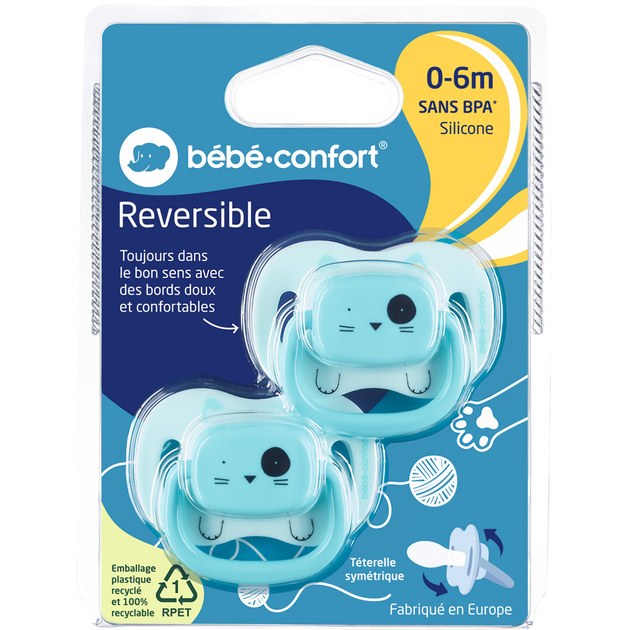 Пустышка BEBE CONFORT 0-6 мес 2 шт Minimalistic Animals Blue (3104202010) Размер (возраст) размер А (от 0 до 6 месяцев)