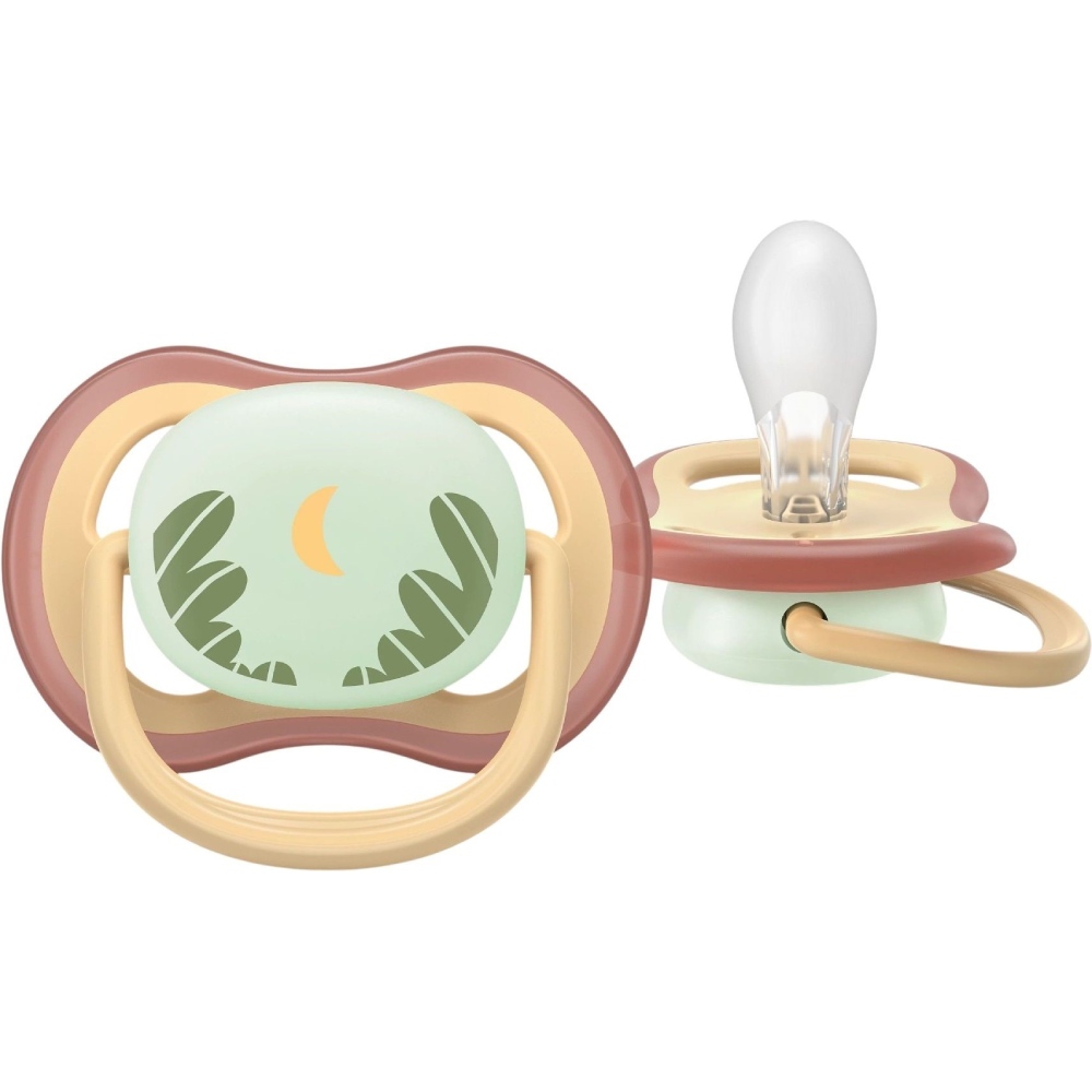 Пустышка PHILIPS AVENT Ultra Air ночная 0-6 мес. 2 шт. (SCF376/27) Материал силикон