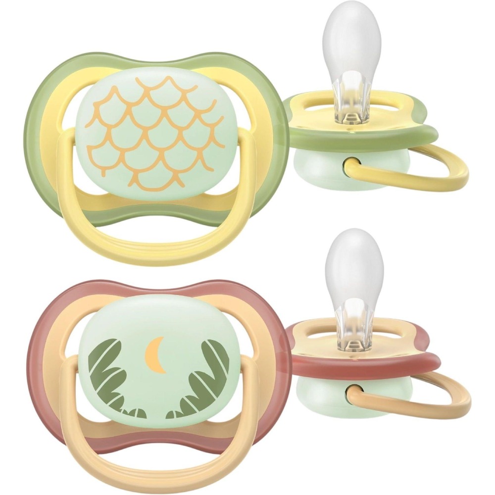 Пустышка PHILIPS AVENT Ultra Air ночная 0-6 мес. 2 шт. (SCF376/27) Тип пустышка + контейнер