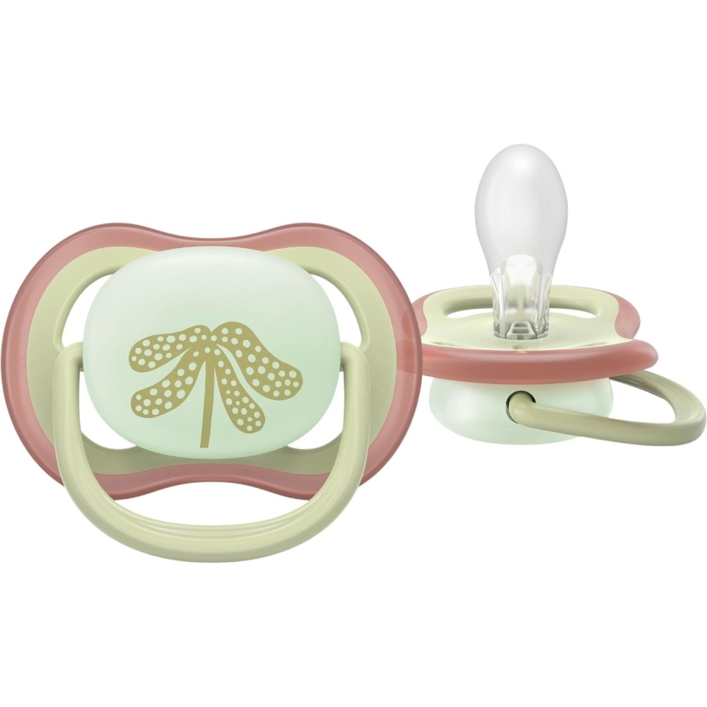 Пустышка PHILIPS AVENT Ultra Air ночная 6-18 мес. 2 шт. (SCF376/31) Материал силикон