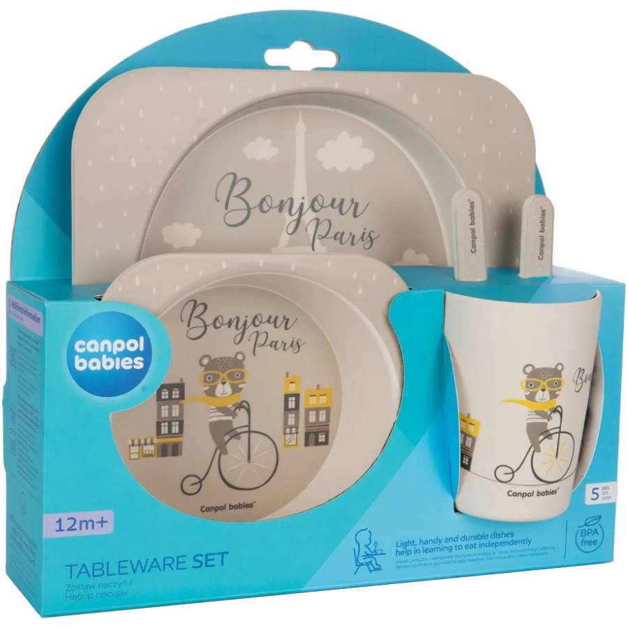 Набор посуды Canpol Babies Bonjour Paris 5 предметов Beige (9/227_bei) Вид наборы