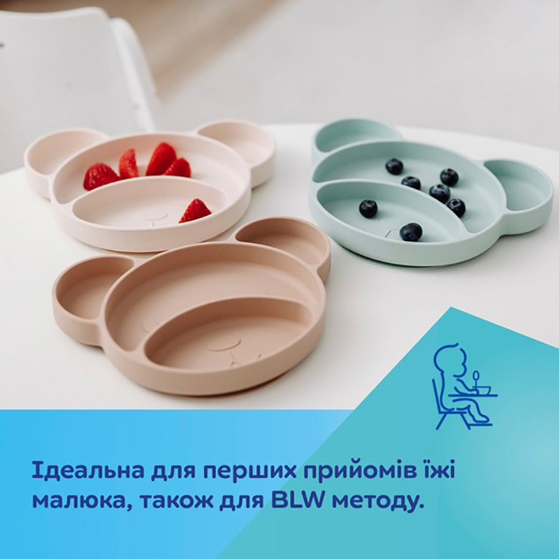 Тарелка Canpol Babies Мишка на присоске с тремя отделами 500 мл Cream (51/401_creme) Материал силикон