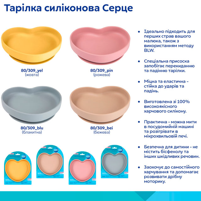 Тарілка Canpol Babies Серце 300 мл Pink (80/309_pin) Колір рожевий