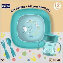 Набір дитячого посуду CHICCO Set Pappa 12 м+ Light Blue (16201.25)