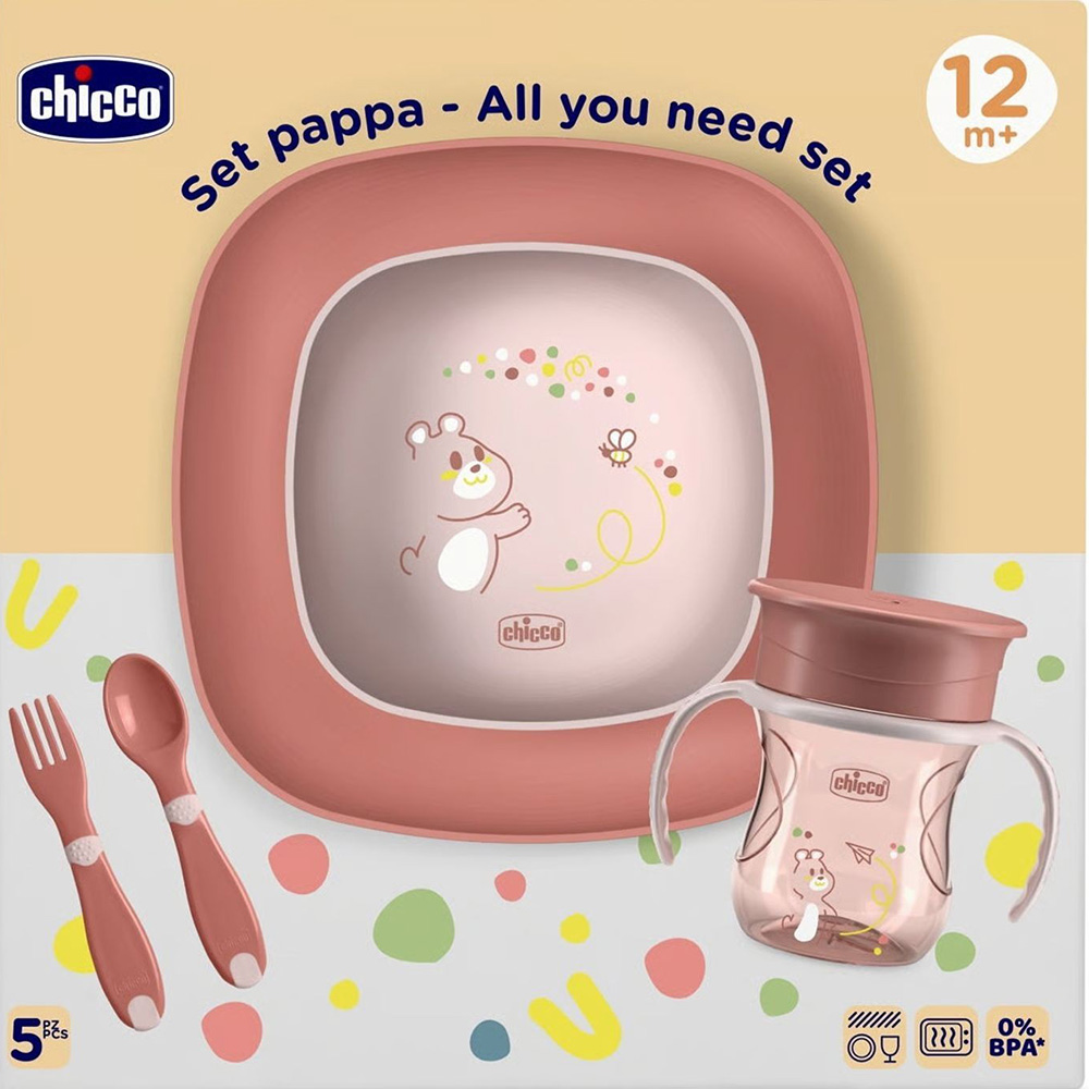 Зовнішній вигляд Набір дитячого посуду CHICCO Set Pappa 12 м+ Pink (16201.15)