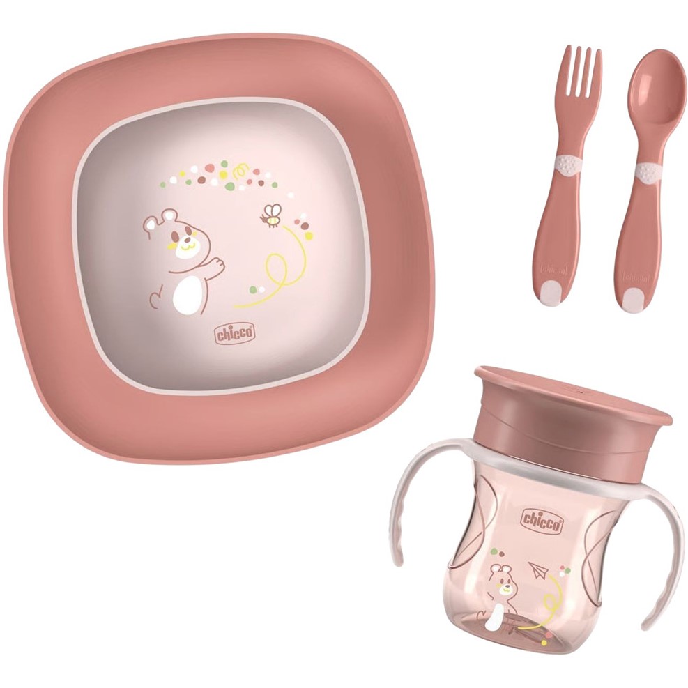 Набір дитячого посуду CHICCO Set Pappa 12 м+ Pink (16201.15)