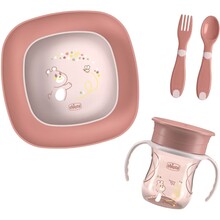 Набір дитячого посуду CHICCO Set Pappa 12 м+ Pink (16201.15)