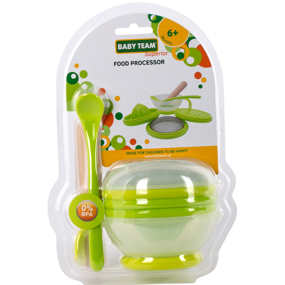 Набір для годування BABY TEAM 6095 6+ Green Колір білий