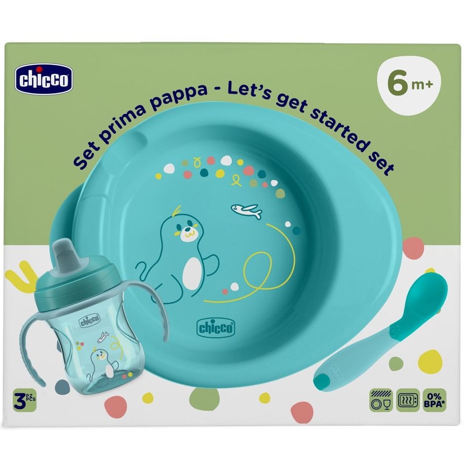 Фото 4 Набор детской посуды CHICCO Set Prima Pappa 6м+ Блакитний (16200.25)