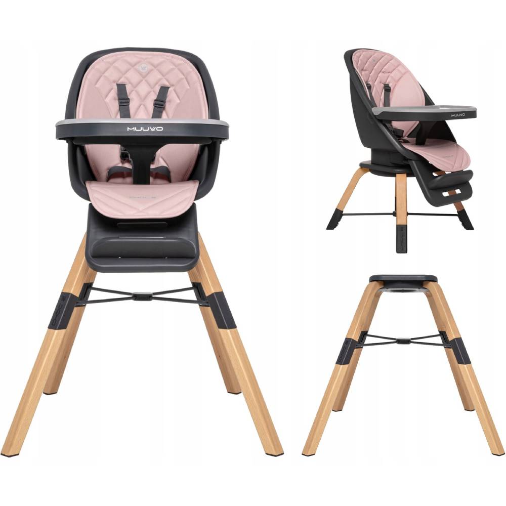 Стільчик для годування MUUVO Choc2 Powder Pink New (M-CHOC-2-POWDER-PINK-NEW) Матеріал пластик