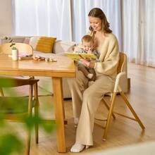 Стілець для годування LIONELO CELIA WHITE NATURAL WOOD