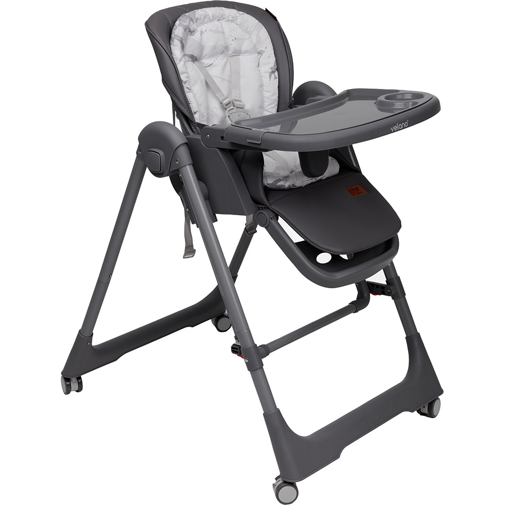 Стільчик для годування VELANO Nomi Black (45680) Особливості Захист від сповзання; Колеса зі стопорами; Чохол з екошкіри