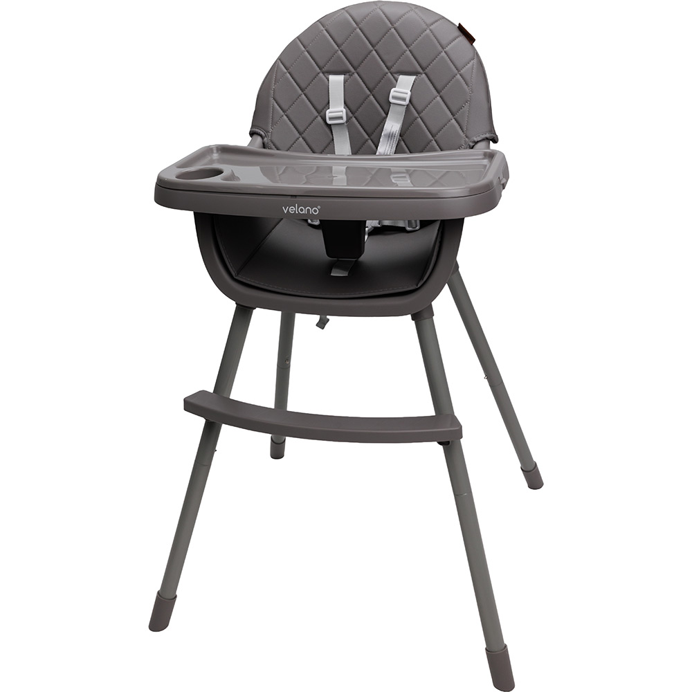 Стільчик для годування VELANO 2 в 1 Evo Grey (45685) Особливості Захист від сповзання; Чохол із екошкіри; Трансформується зі стільчика для годування у звичайний дитячий стілець