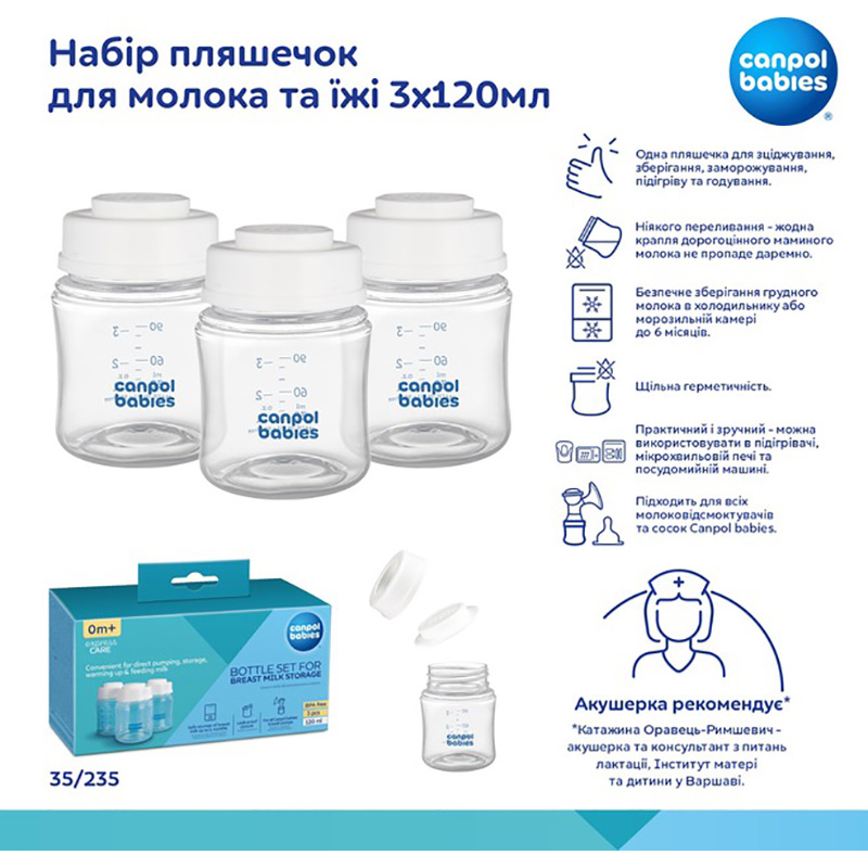 Набор бутылочек для молока Canpol Babies 3х120 мл (35/235) Тип аксессуары к молокоотсосам