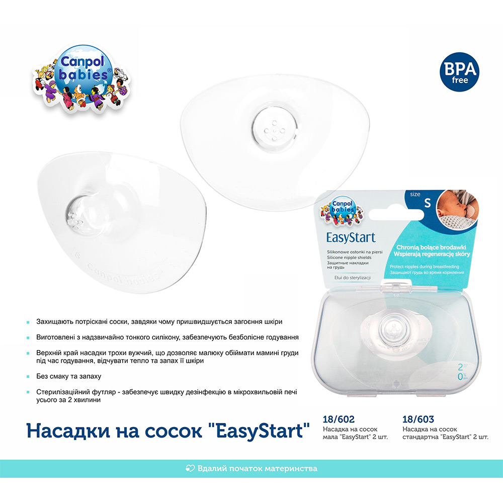 Накладки на соски CANPOL BABIES EasyStart 2 шт. Особливості Размер: S