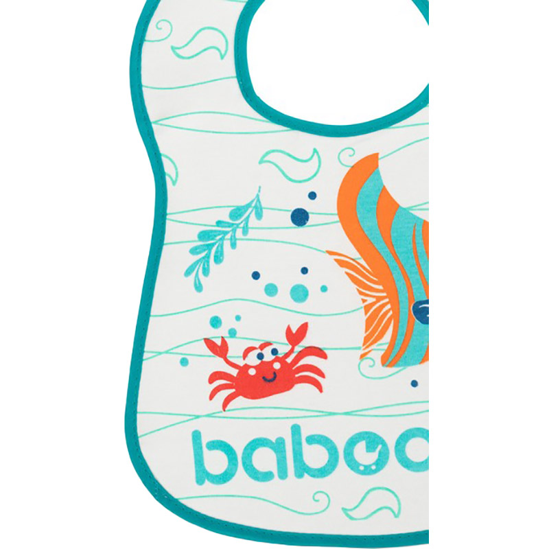 Нагрудник Baboo Sea Life 3+ місяці White (5057778110108) Матеріал PEVA; Хлопок