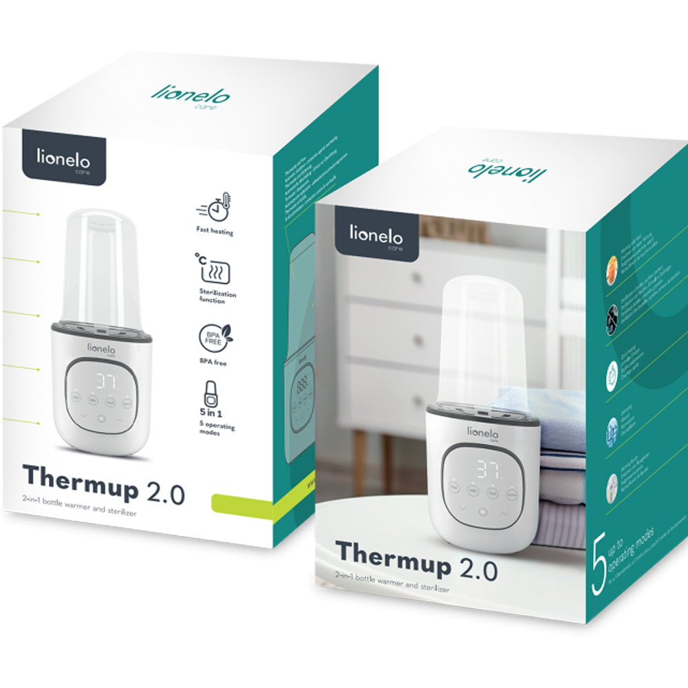 Подогреватель бутылочек LIONELO THERMUP 2.0 WHITE Дополнительно 5 режимов работы, датчик температуры, питание от сети, мощность 200 Вт