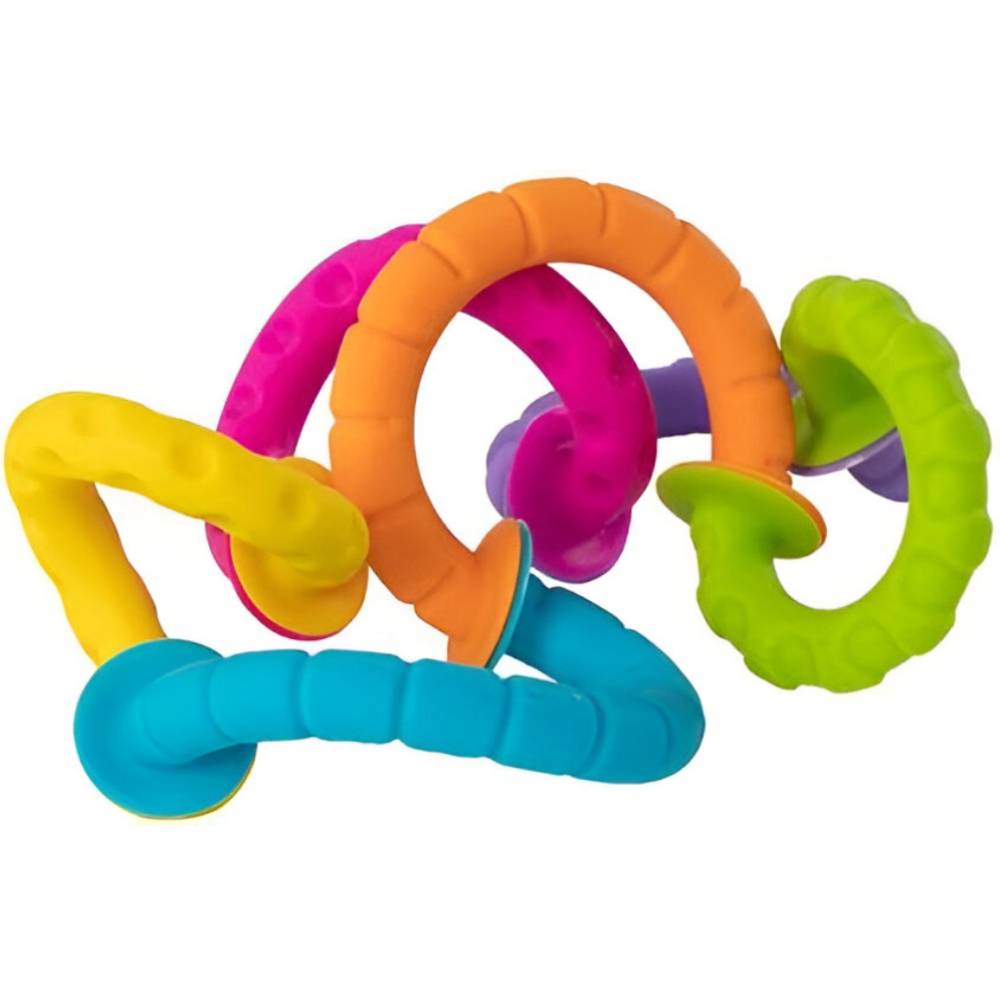 Набір прорізувачів Fat Brain Toys PipSquigz Ringlets Гнучкі кільця (F250ML) Розвиваючі іграшки, центри, крісла прорізувач/гризун