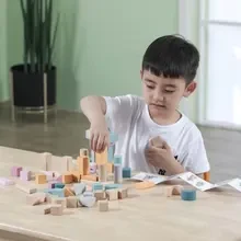 Дерев'яні кубики POLARB Viga Toys Пастельні блоки 2,5 см 60 деталей (44010)