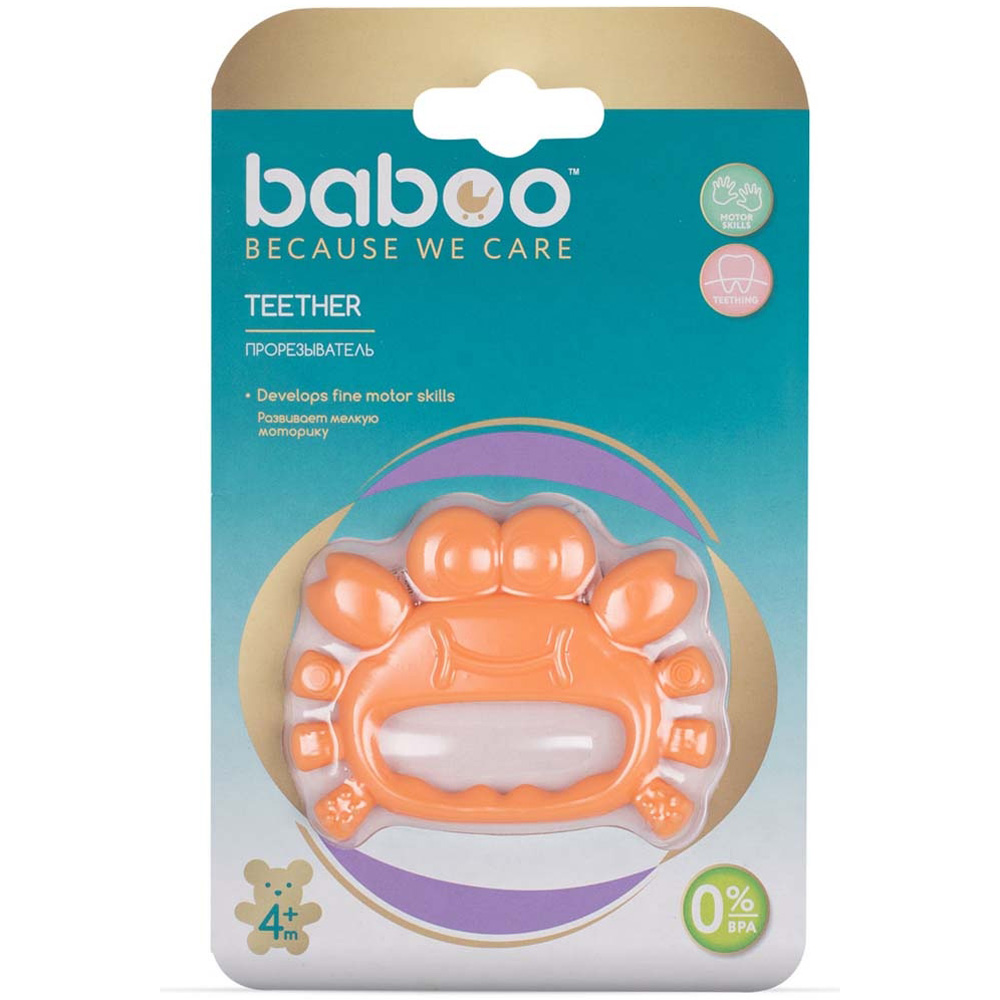 Прорезыватель BABOO Crab, 4+ силиконовый (6-108) Вид животного крабы