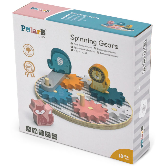 Ігровий набір PolarB Viga Toys Шестерні зі звірятами (44006) Розбірні іграшки піраміда