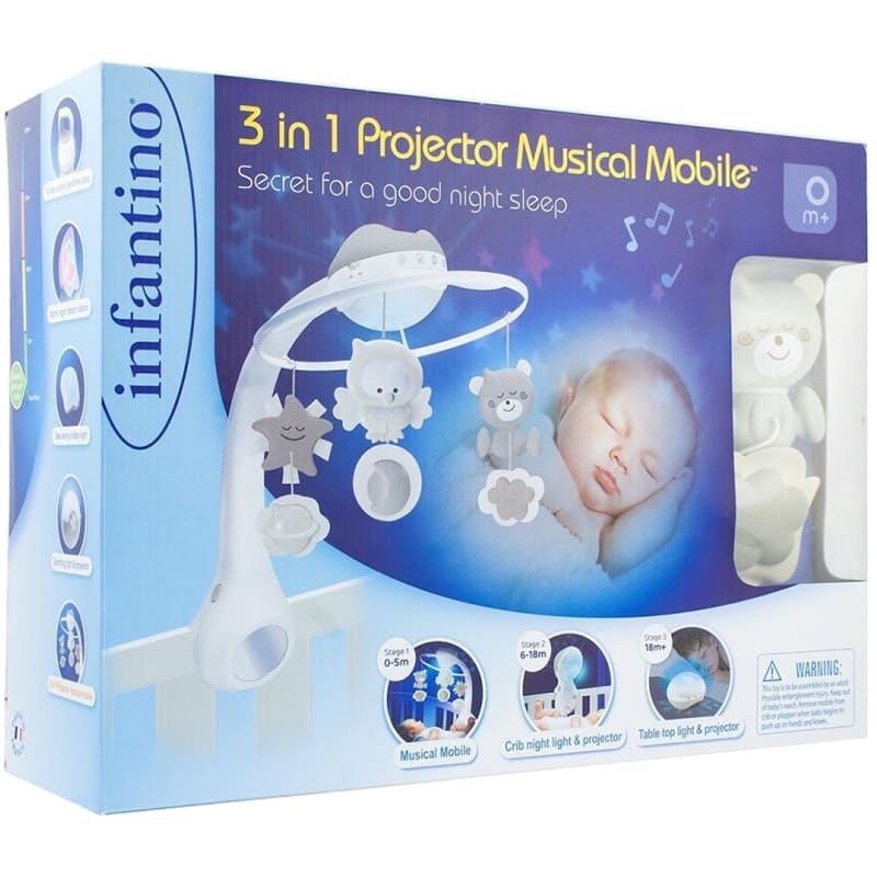 Мобиль INFANTINO 3 в 1 Grey (004915I) Особенности световые эффекты