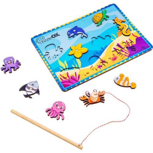 Игра-сортер PUZZLEOK Рыбалка (АртA4-90274) Материал дерево