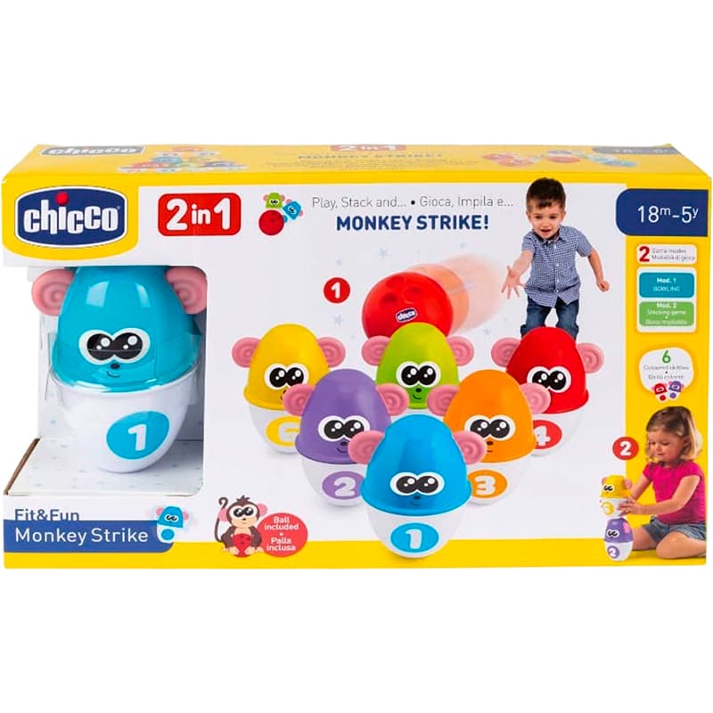 Боулинг CHICCO Страйк обезьяны (05228.00) Боулинг CHICCO Страйк обезьяны (05228.00) Подвижные игрушки боулинг