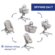 Ліжечко-стульчик Chicco Baby Hug Pro 5 в 1 для годування Beige (87076.96)
