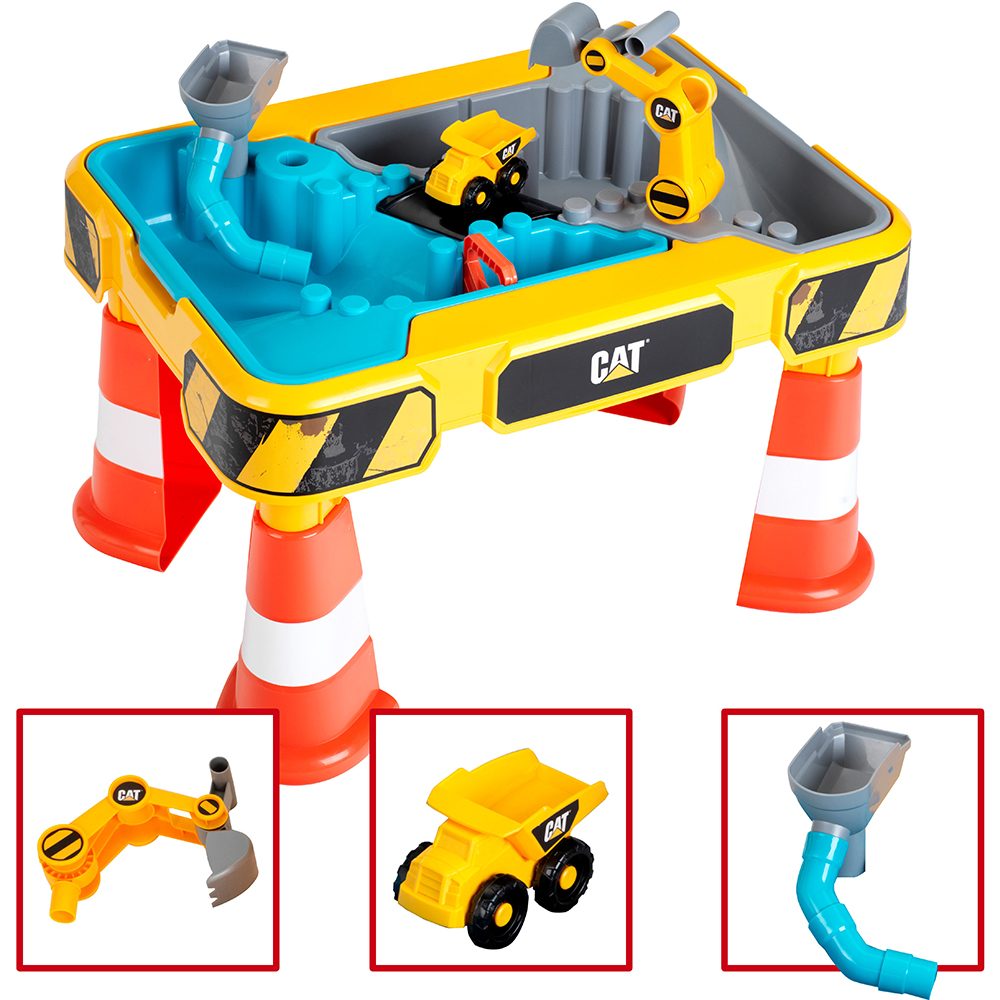 Игровой стол KLEIN Cat с песком и водой (3237) Дополнительно два отдельных резервуара для песка и воды; съёмные контейнеры для удобной чистки; экскаваторная рука для игры с песком; возможность направлять поток воды с помощью заглушек; развивает мелкую моторику и воображение