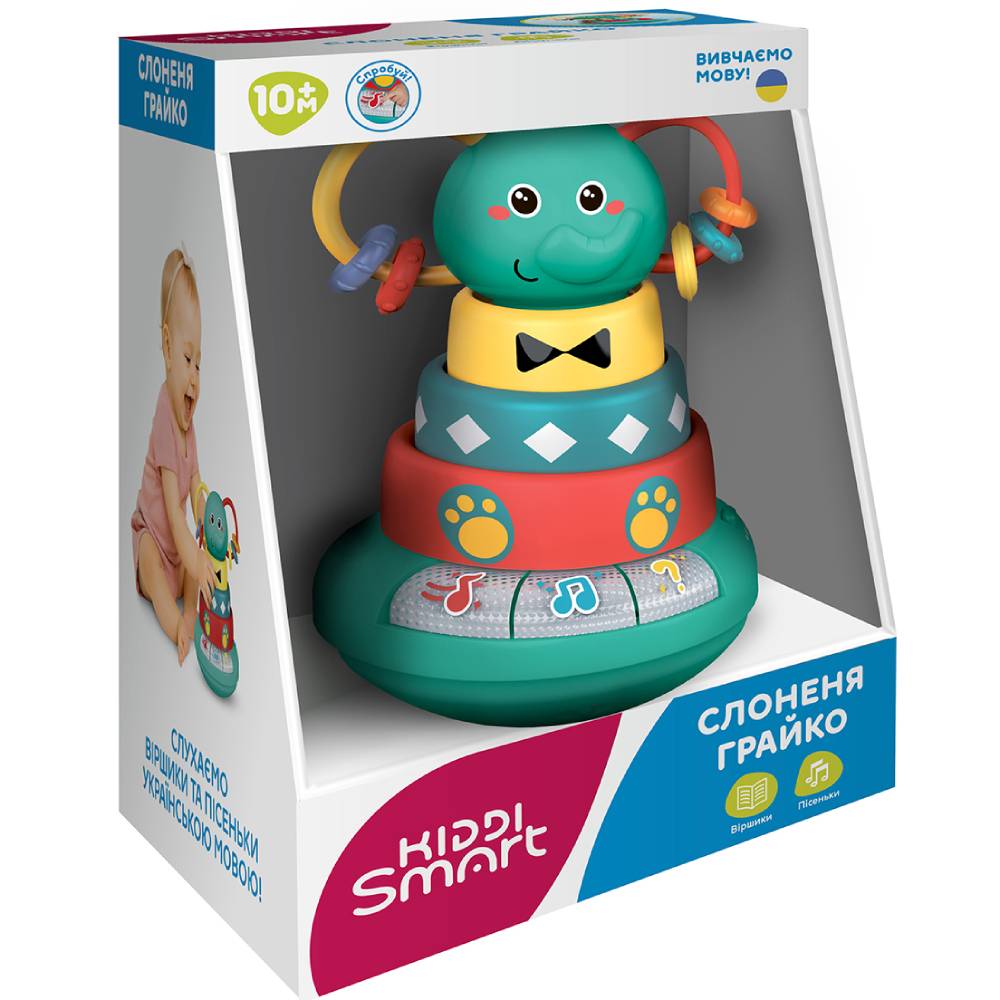 Інтерактивна іграшка KIDDI SMART Слоненя Грайко укр (1305-UK) Вік від 10 місяців