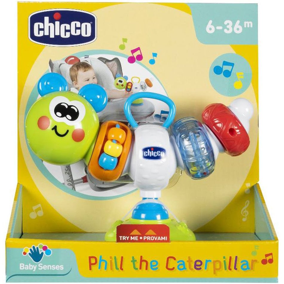 Погремушка CHICCO Гусеница Фил (10036.00) Развивающие игрушки, центры, кресла погремушка