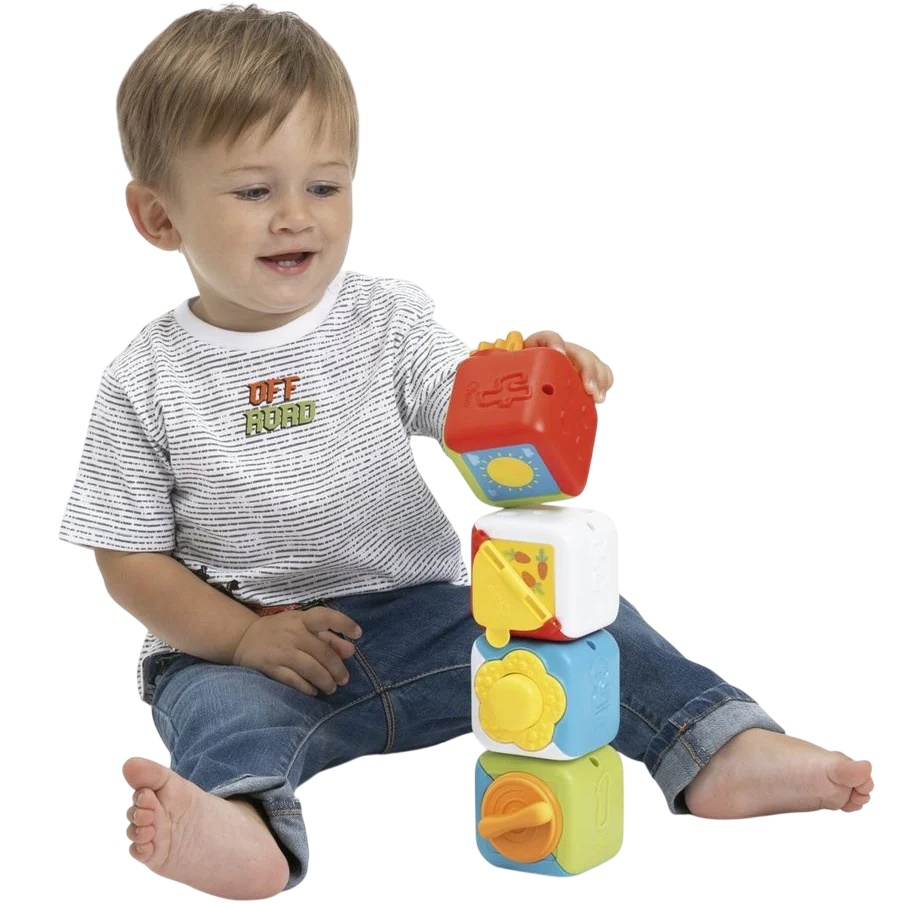 Зовнішній вигляд Розвиваюча іграшка CHICCO Мультисенсорні кубики Монтессорі 2 в 1 (11857.00)